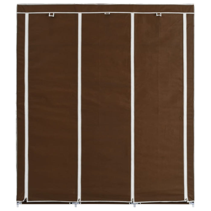 Wardrobe with Compartments and Rods Brown 150x45x175 cm Fabric.