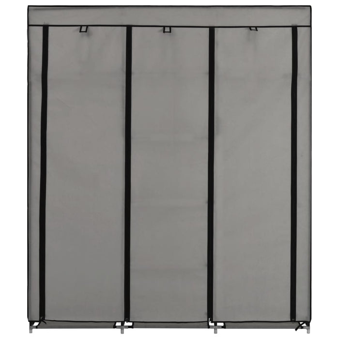 Wardrobe with Compartments and Rods Grey 150x45x175 cm Fabric.