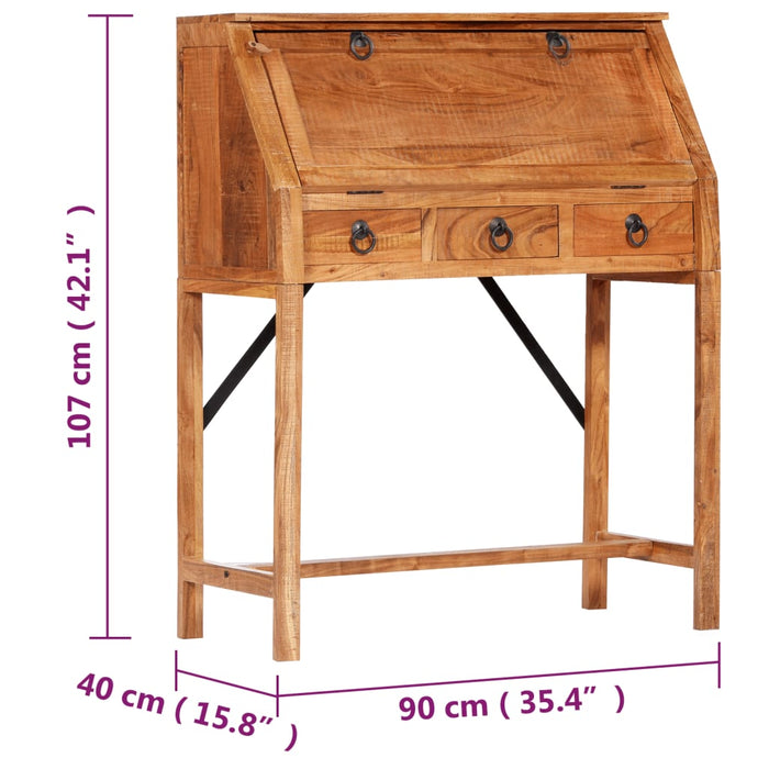 Writing Desk 90x40x107cm Solid Acacia Wood.