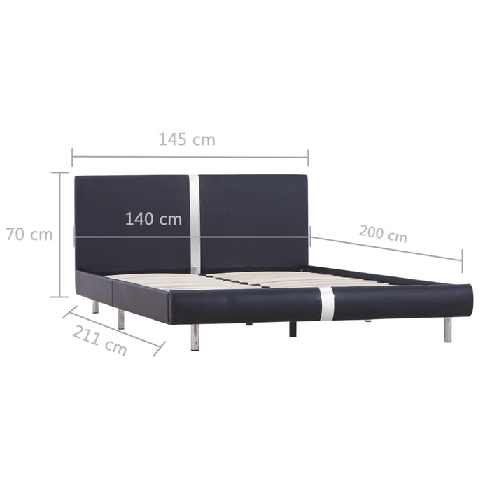 Bed Frame Black Faux Leather 135x190 cm 4FT6 Double.
