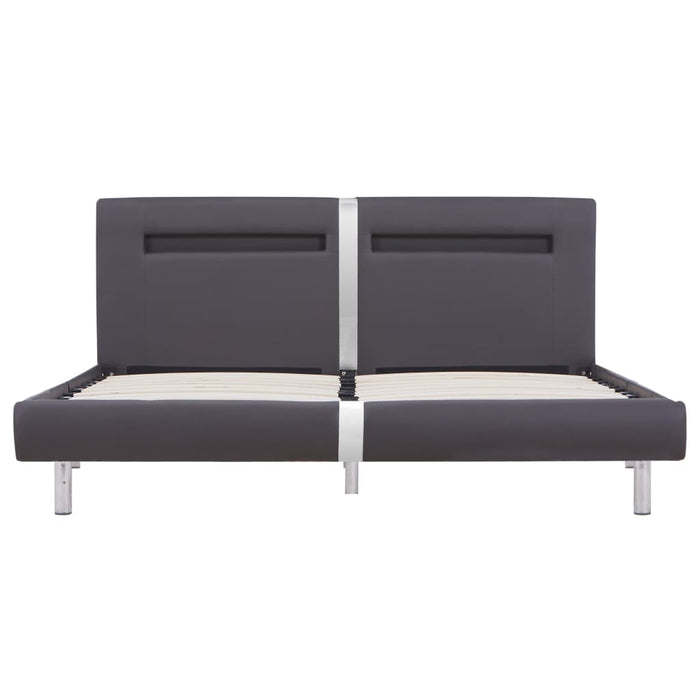 Bed Frame with LED Grey Faux Leather 150x200 cm 5FT King Size.