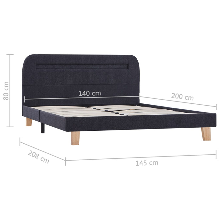 Bed Frame with LED Dark Grey Fabric 135x190 cm 4FT6 Double.