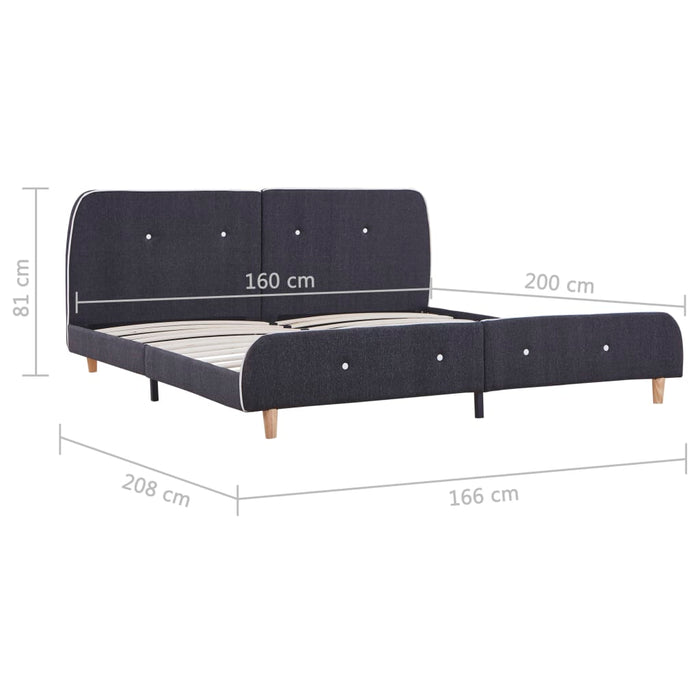 Bed Frame Dark Grey Fabric 150x200 cm 5FT King Size.