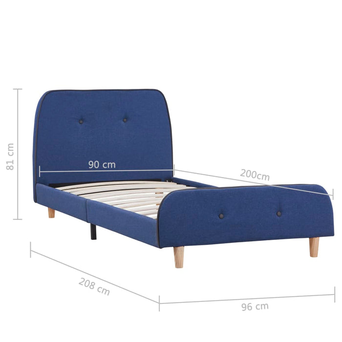Bed Frame Blue Fabric 90x190 cm 3FT Single.
