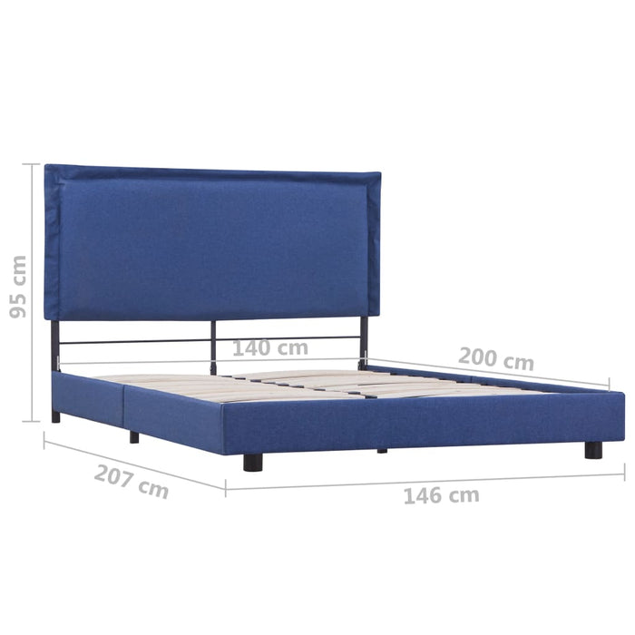 Bed Frame Blue Fabric 135x190 cm 4FT6 Double.