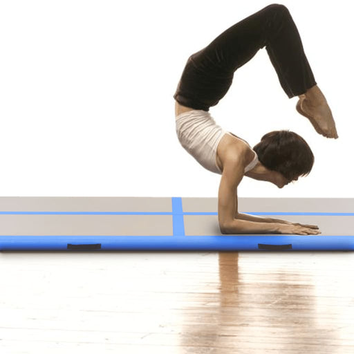 Inflatable Gymnastics Mat with Pump 300x100x10 cm PVC Blue.