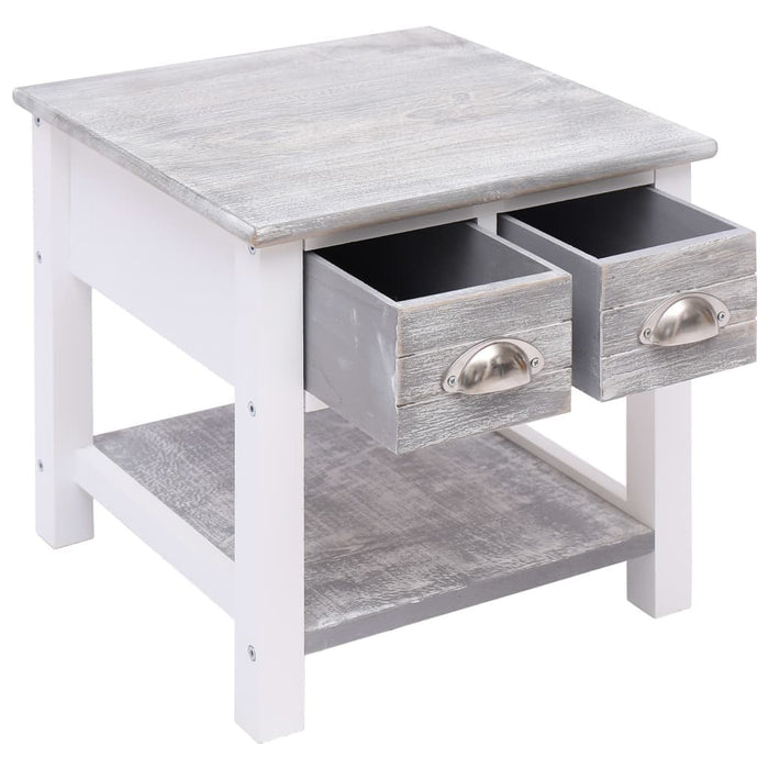 Side Table Grey 40x40x40 cm Paulownia Wood.