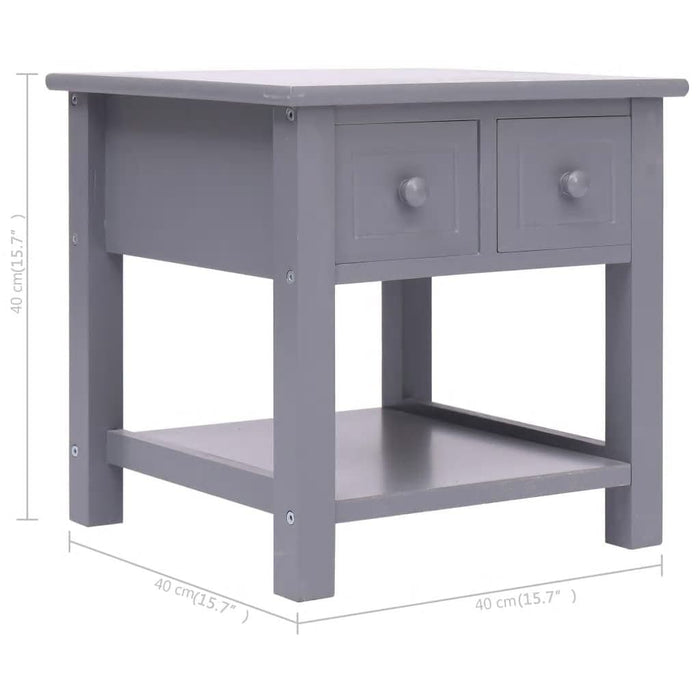 Side Table Grey 40x40x40 cm Paulownia Wood.