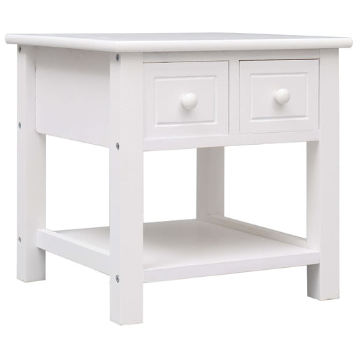 Side Table White 40x40x40 cm Paulownia Wood.