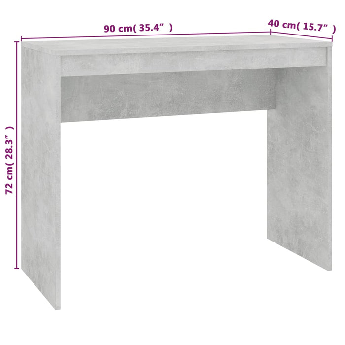 Desk Concrete Grey 90x40x72 cm Engineered Wood.