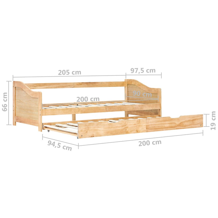 Pull-out Sofa Bed Frame Pinewood 90x200 cm.