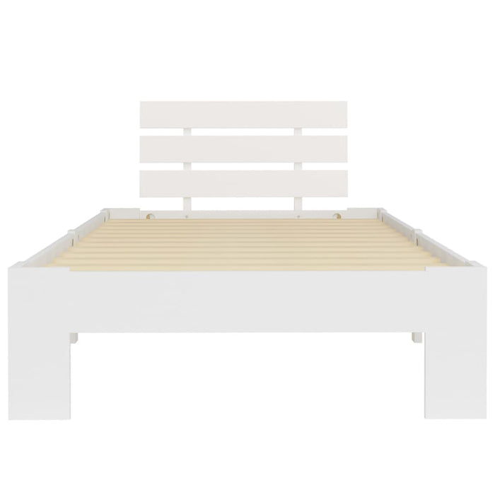 Bed Frame White Solid Pine Wood 100x200 cm.