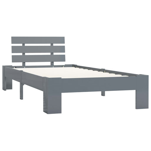 Bed Frame Grey Solid Pine Wood 100x200 cm.