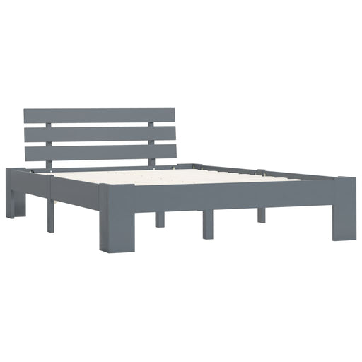Bed Frame Grey Solid Pine Wood 140x200 cm.