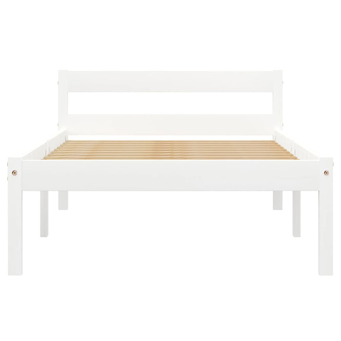 Bed Frame White Solid Pine Wood 100x200 cm.