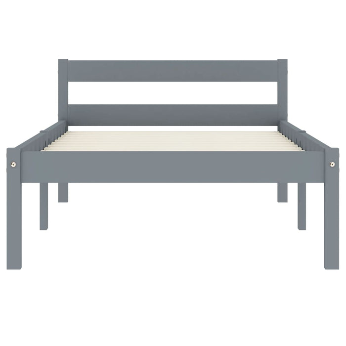 Bed Frame Grey Solid Pine Wood 100x200 cm.