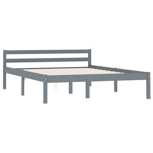 Bed Frame Grey Solid Pine Wood 140x200 cm.