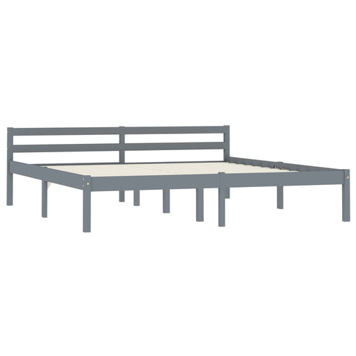 Bed Frame Grey Solid Pine Wood 160x200 cm.