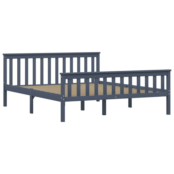 Bed Frame Grey Solid Pinewood 160x200 cm.