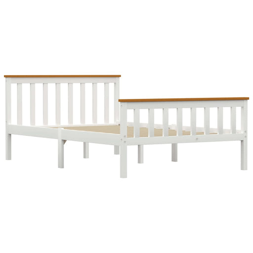 Bed Frame White Solid Pinewood 120 x 190 cm.