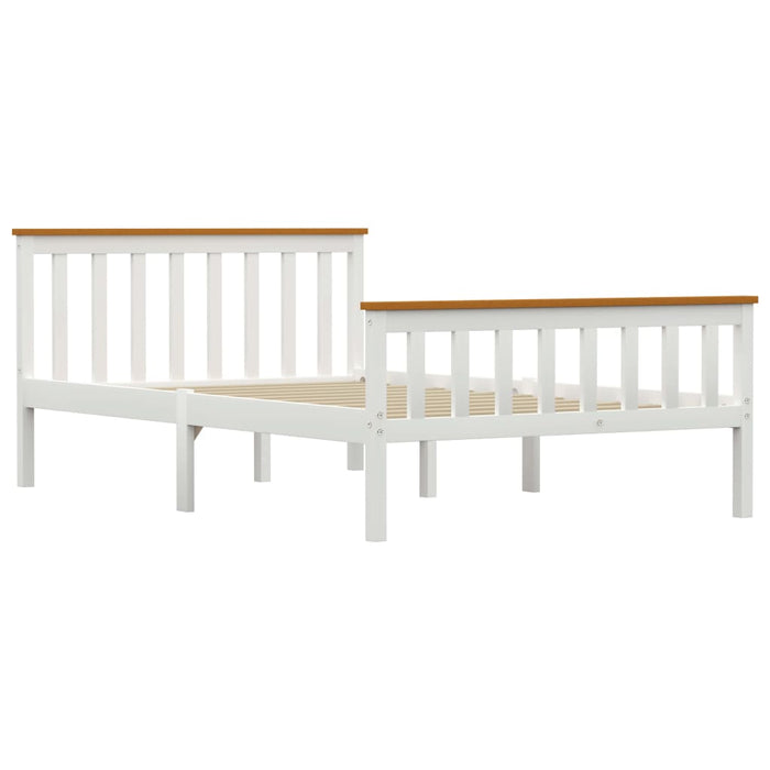 Bed Frame White Solid Pinewood 120 x 190 cm.