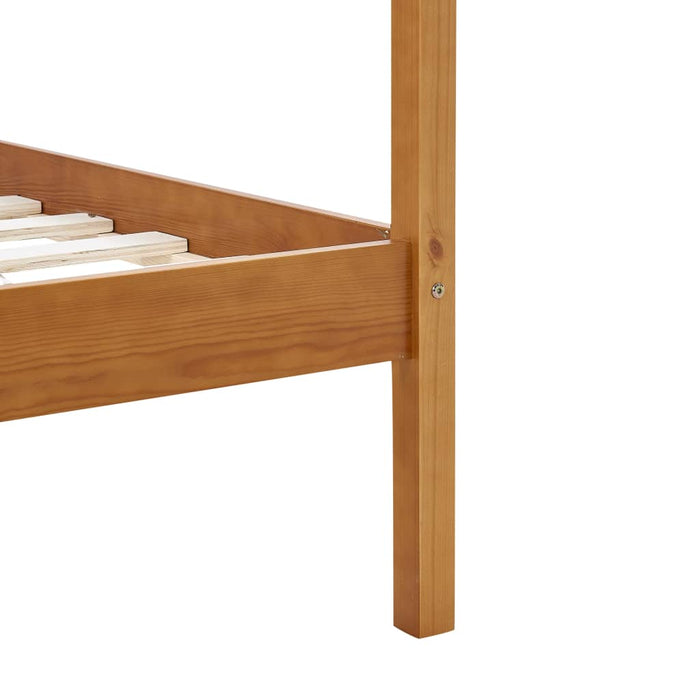 Canopy Bed Frame Honey Brown Solid Pine Wood 90x200 cm.