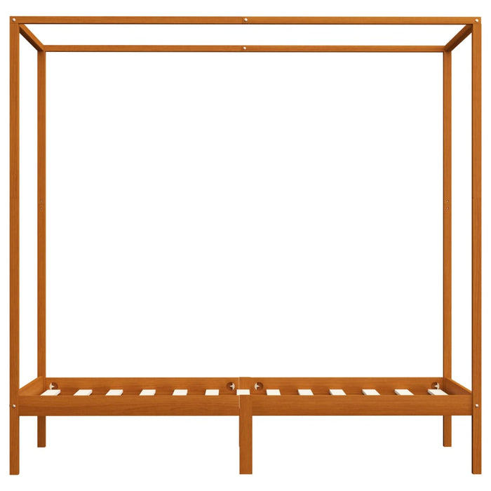 Canopy Bed Frame Honey Brown Solid Pine Wood 100x200 cm.