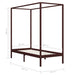 Canopy Bed Frame Dark Brown Solid Pine Wood 90x200 cm.