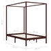 Canopy Bed Frame Dark Brown Solid Pine Wood 140x200 cm.