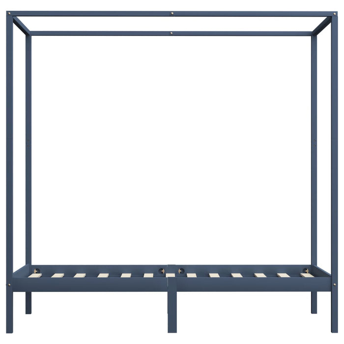 Canopy Bed Frame Grey Solid Pine Wood 90x200 cm.
