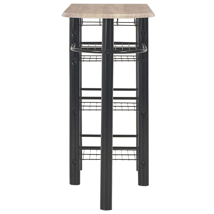 3 Piece Bar Set with Shelves Wood and Steel.