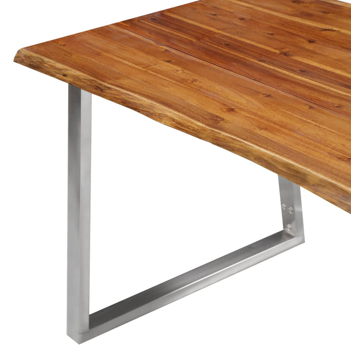 Dining Table 160x80x75 cm Solid Acacia Wood and Stainless Steel.