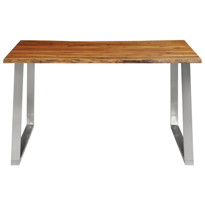 Dining Table 140x80x75 cm Solid Acacia Wood and Stainless Steel.
