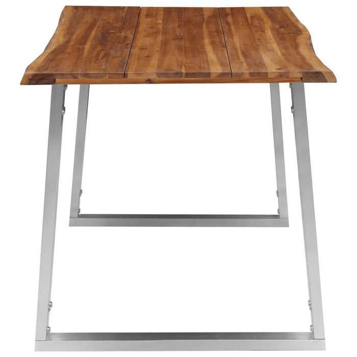 Dining Table 140x80x75 cm Solid Acacia Wood and Stainless Steel.