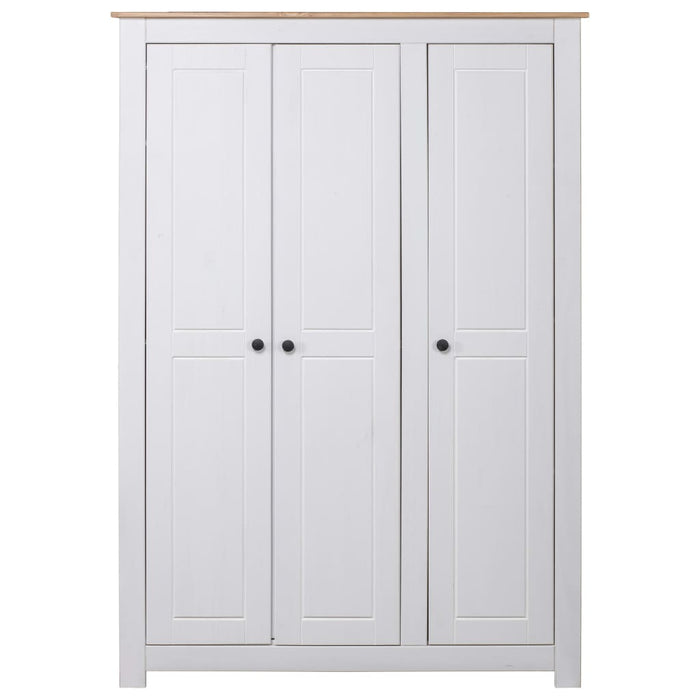3-Door Wardrobe White 118x50x171.5 cm Pine Panama Range.