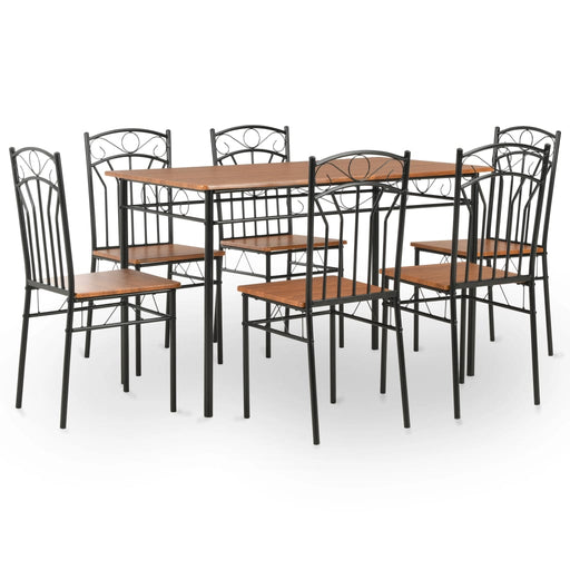7 Piece Dining Set MDF and Steel Brown.