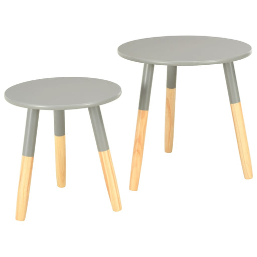 Side Tables 2 pcs Grey Solid Pinewood.