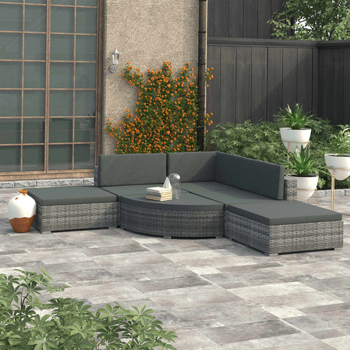 6 Piece Garden Lounge Set with Cushions Poly Rattan Grey.