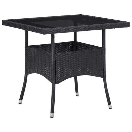Outdoor Dining Table Black Poly Rattan and Glass.