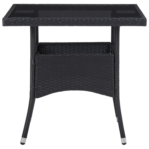 Outdoor Dining Table Black Poly Rattan and Glass.