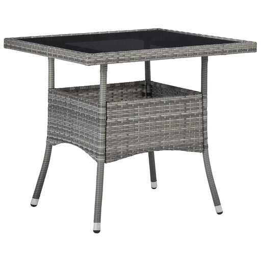 Outdoor Dining Table Grey Poly Rattan and Glass.
