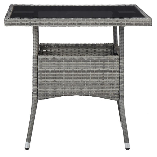 Outdoor Dining Table Grey Poly Rattan and Glass.