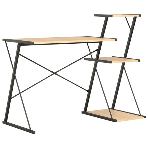Desk with Shelf Black and Oak 116x50x93 cm.