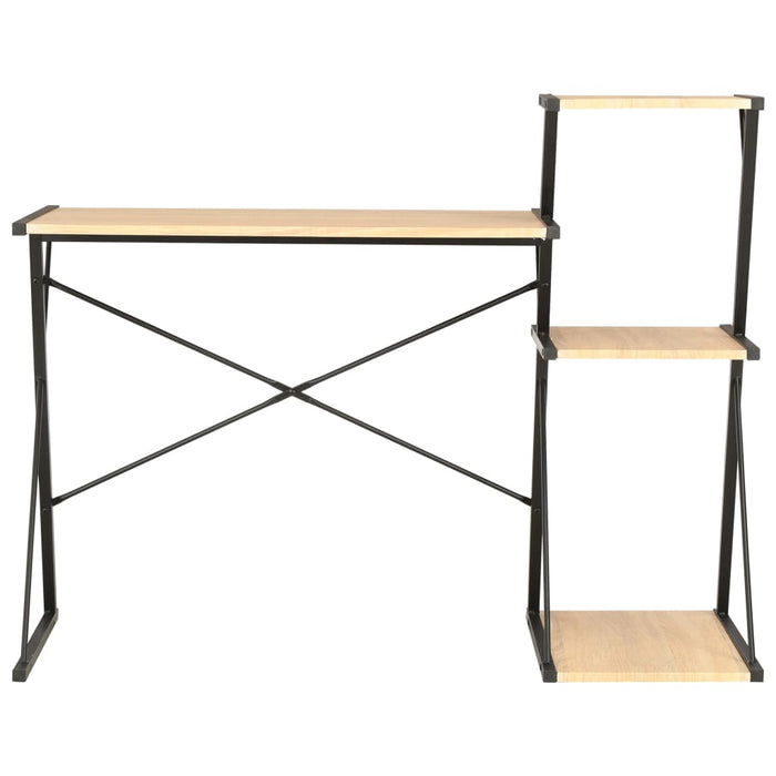 Desk with Shelf Black and Oak 116x50x93 cm.