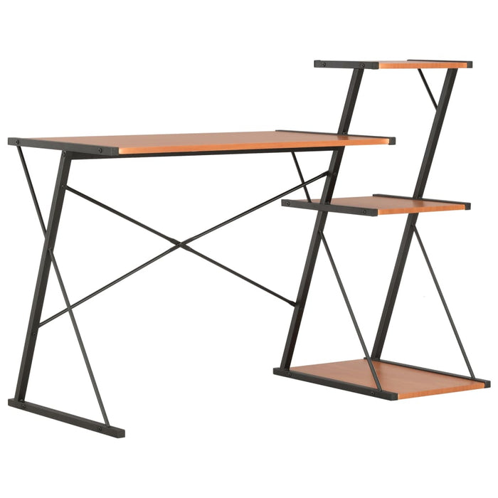 Desk with Shelf Black and Brown 116x50x93 cm.