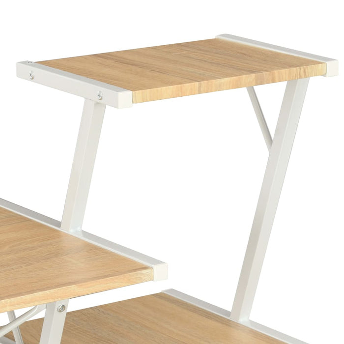 Desk with Shelf White and Oak 116x50x93 cm.