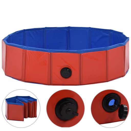 Foldable Dog Swimming Pool Red 80x20 cm PVC.