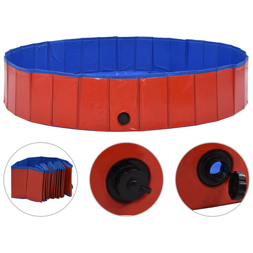 Foldable Dog Swimming Pool Red 160x30 cm PVC.