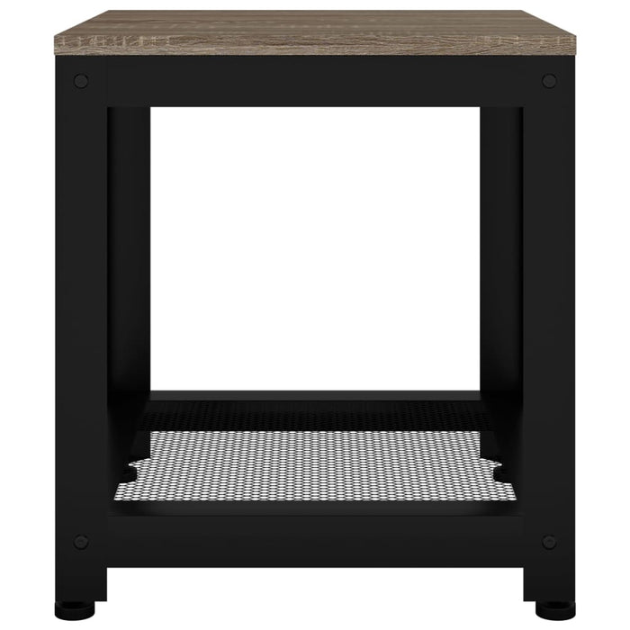 Side Table Grey and Black 40x40x45 cm MDF and Iron.