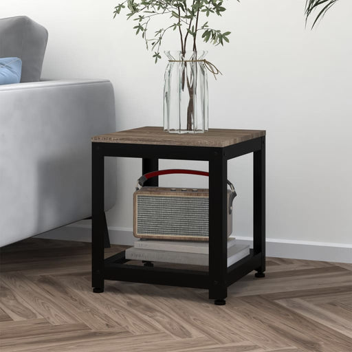 Side Table Grey and Black 40x40x45 cm MDF and Iron.
